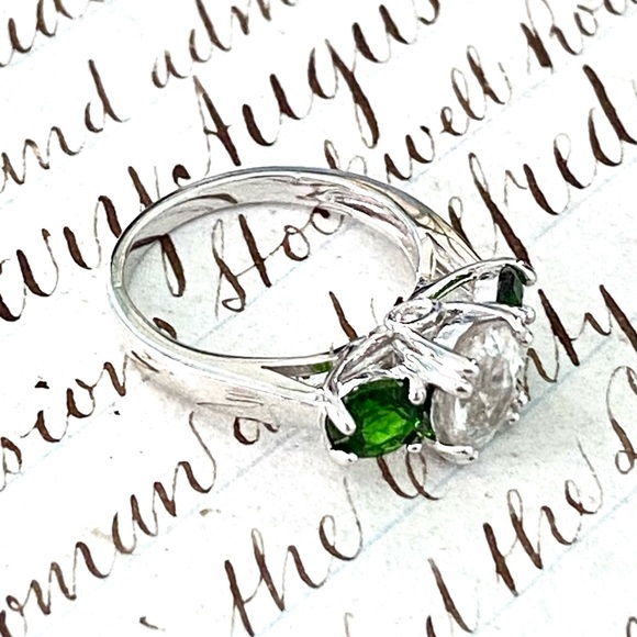 Stunning Sterling Silver 925 Three Stone Ring Thailand Size 5 - Picture 8 of 9